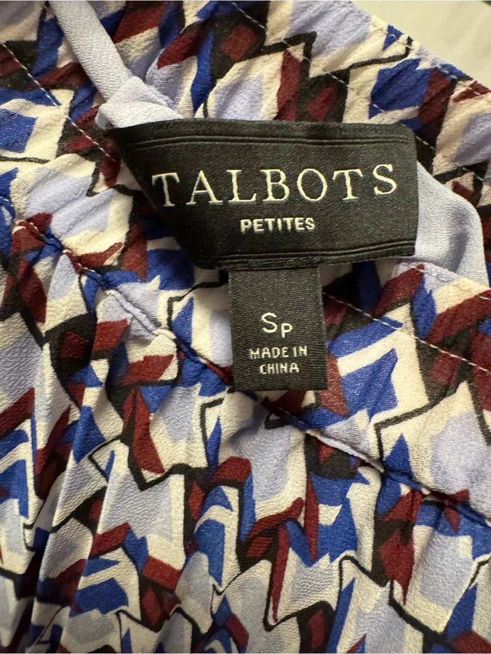 Talbots Pleated Midi Skirt in Blue and Brown Geometric Print